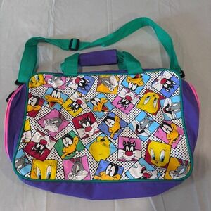 Vintage Looney Tunes Duffle Bag 1993 Cartoon Characters Travel Gym